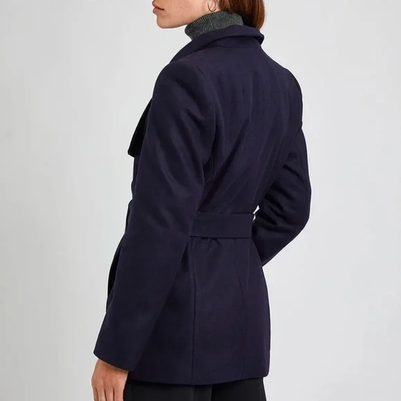 NWT Ted Baker Rytaa Short Wool Wrap Coat- Dark Navy- size 6 - Picture 3 of 10